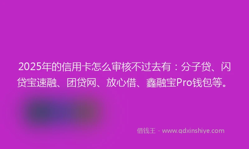 2025年的信用卡怎么审核不过去有：分子贷、闪贷宝速融、团贷网、放心借、鑫融宝Pro钱包等。