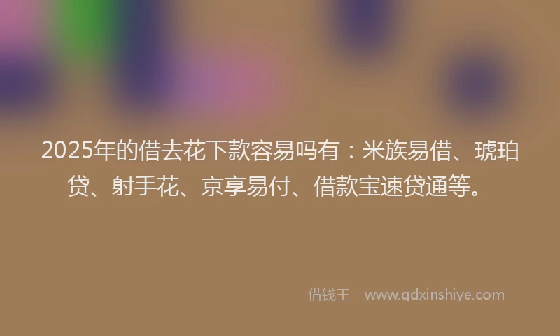 2025年的借去花下款容易吗有：米族易借、琥珀贷、射手花、京享易付、借款宝速贷通等。