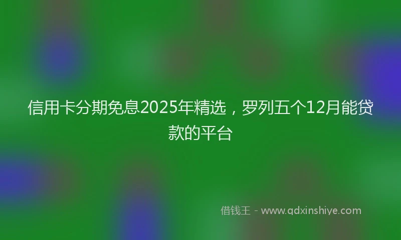信用卡分期免息2025年精选，罗列五个12月能贷款的平台