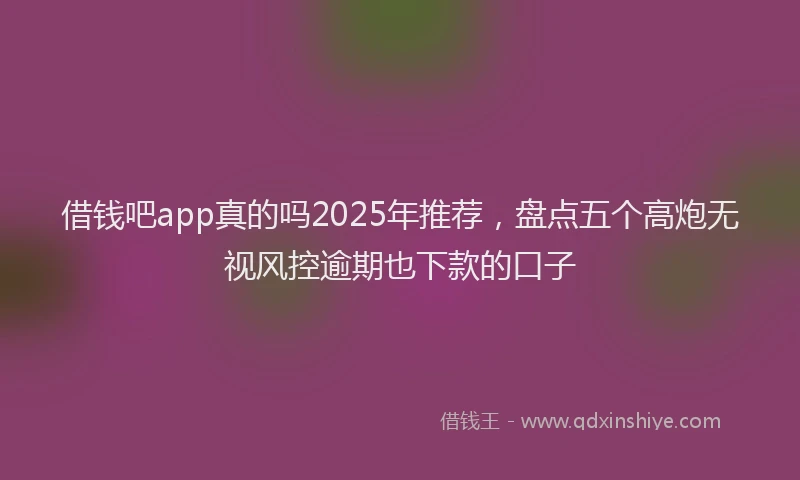 借钱吧app真的吗2025年推荐，盘点五个高炮无视风控逾期也下款的口子