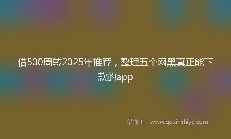 借500周转2025年推荐，整理五个网黑真正能下款的app