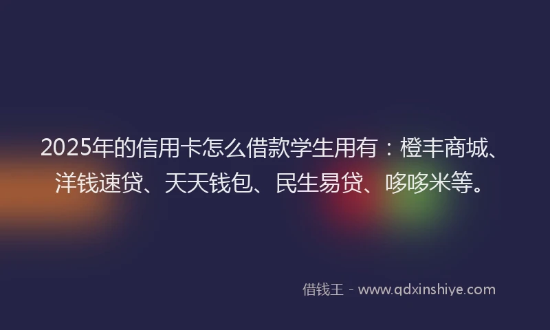 2025年的信用卡怎么借款学生用有：橙丰商城、洋钱速贷、天天钱包、民生易贷、哆哆米等。