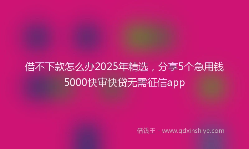 借不下款怎么办2025年精选，分享5个急用钱5000快审快贷无需征信app