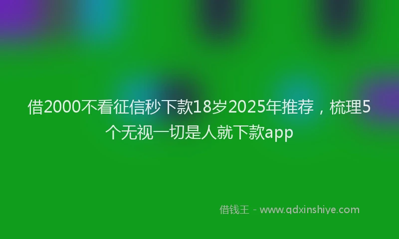 借2000不看征信秒下款18岁2025年推荐，梳理5个无视一切是人就下款app