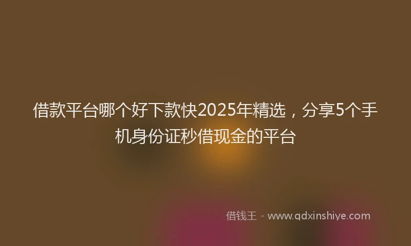 借款平台哪个好下款快2025年精选，分享5个手机身份证秒借现金的平台
