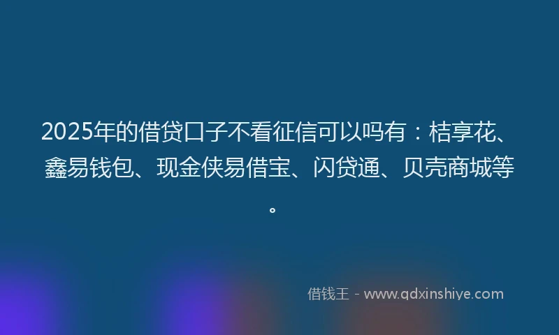 2025年的借贷口子不看征信可以吗有：桔享花、鑫易钱包、现金侠易借宝、闪贷通、贝壳商城等。