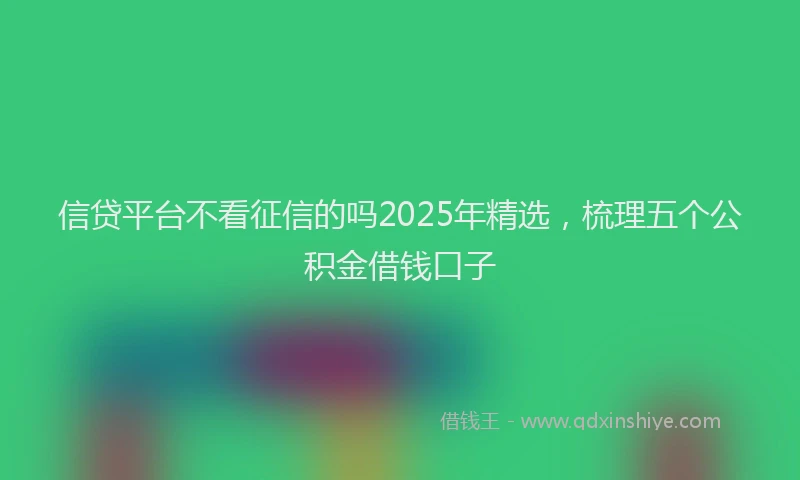 信贷平台不看征信的吗2025年精选，梳理五个公积金借钱口子