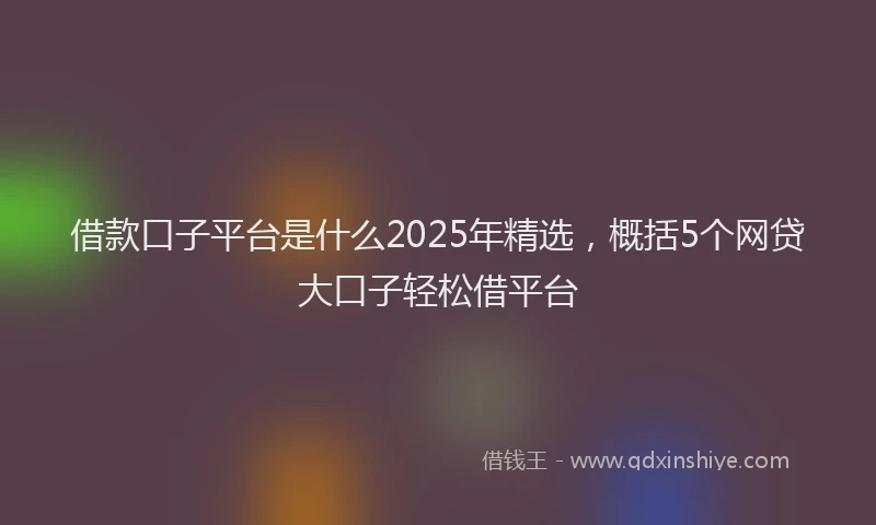 借款口子平台是什么2025年精选，概括5个网贷大口子轻松借平台