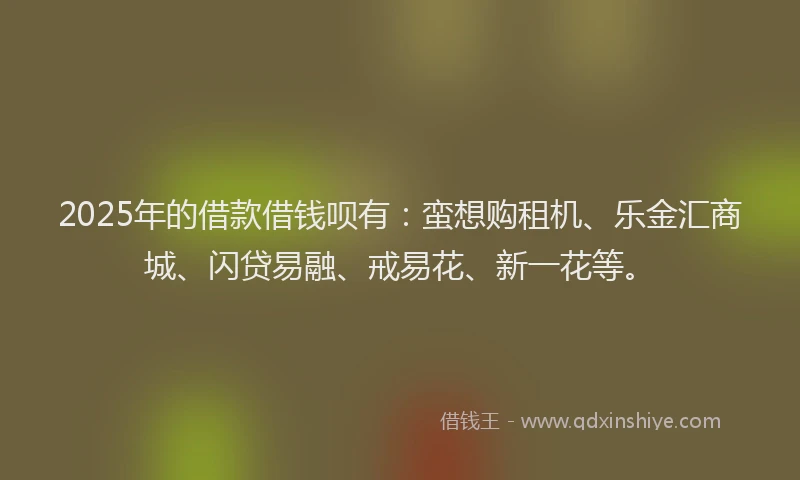 2025年的借款借钱呗有：蛮想购租机、乐金汇商城、闪贷易融、戒易花、新一花等。