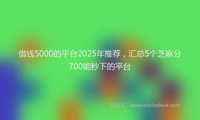 借钱5000的平台2025年推荐,汇总5个芝麻分700能秒下的平台