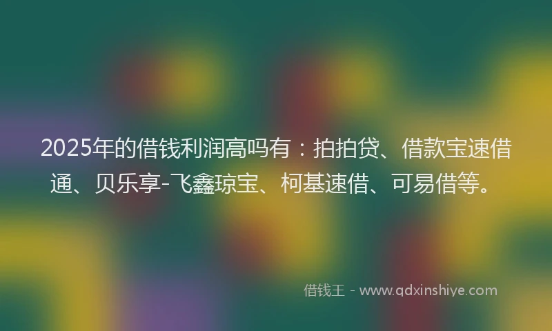 2025年的借钱利润高吗有：拍拍贷、借款宝速借通、贝乐享-飞鑫琼宝、柯基速借、可易借等。