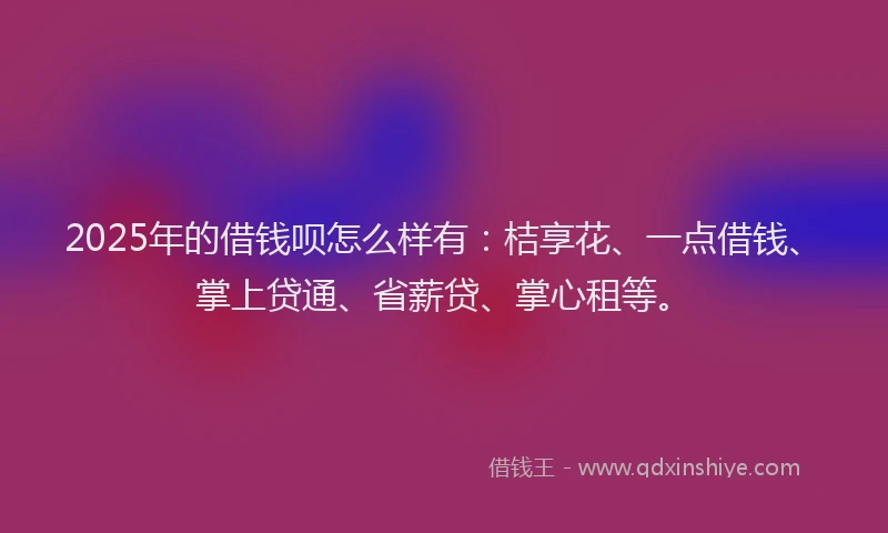 2025年的借钱呗怎么样有：桔享花、一点借钱、掌上贷通、省薪贷、掌心租等。
