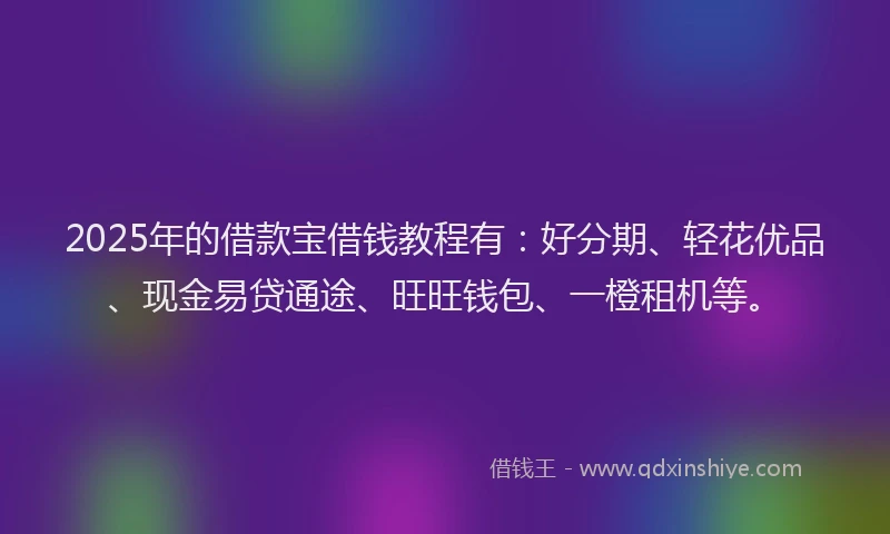 2025年的借款宝借钱教程有：好分期、轻花优品、现金易贷通途、旺旺钱包、一橙租机等。