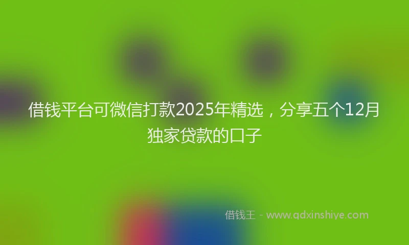 借钱平台可微信打款2025年精选,分享五个12月独家贷款的口子