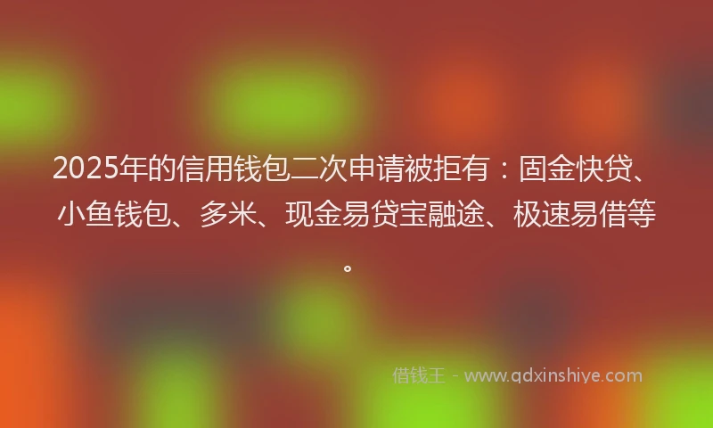 2025年的信用钱包二次申请被拒有:固金快贷、小鱼钱包、多米、现金易贷宝融途、极速易借等。