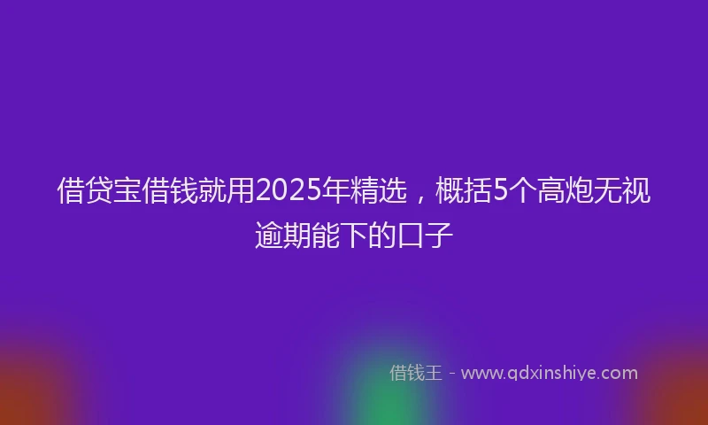 借贷宝借钱就用2025年精选，概括5个高炮无视逾期能下的口子