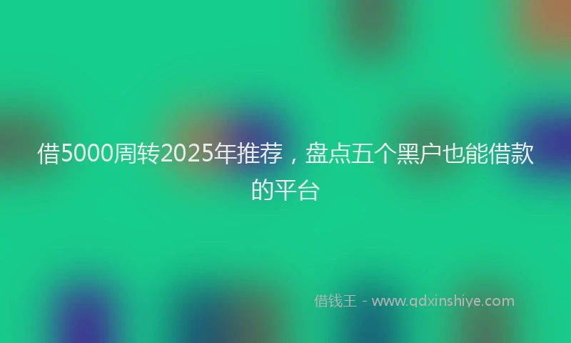 借5000周转2025年推荐，盘点五个黑户也能借款的平台
