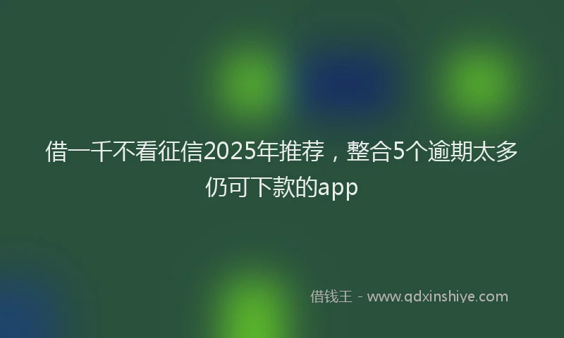 借一千不看征信2025年推荐，整合5个逾期太多仍可下款的app