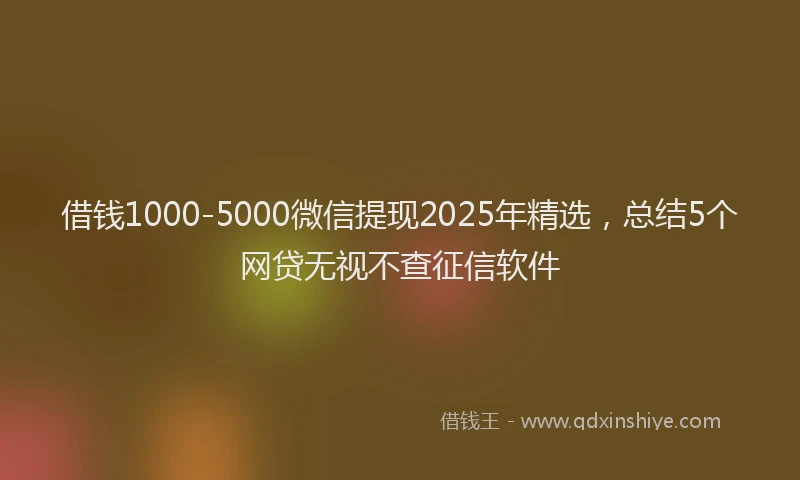 借钱1000-5000微信提现2025年精选，总结5个网贷无视不查征信软件