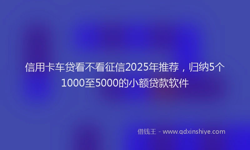 信用卡车贷看不看征信2025年推荐，归纳5个1000至5000的小额贷款软件