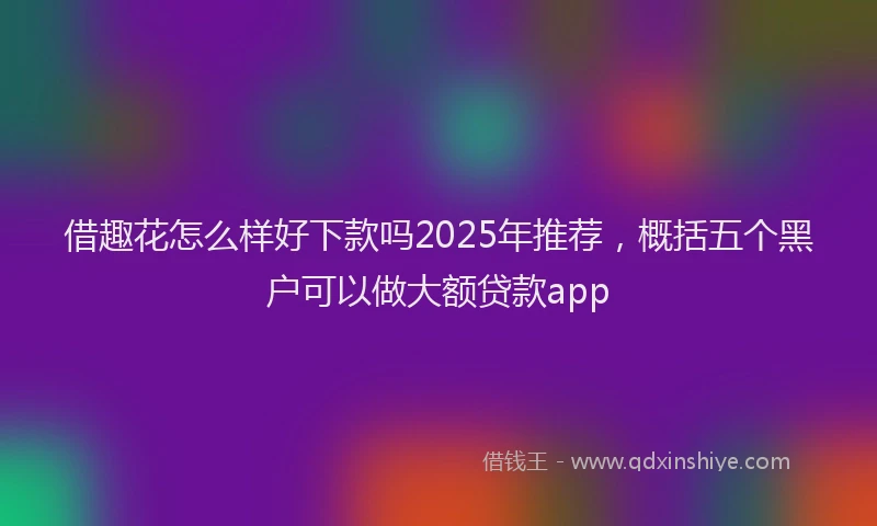 借趣花怎么样好下款吗2025年推荐，概括五个黑户可以做大额贷款app