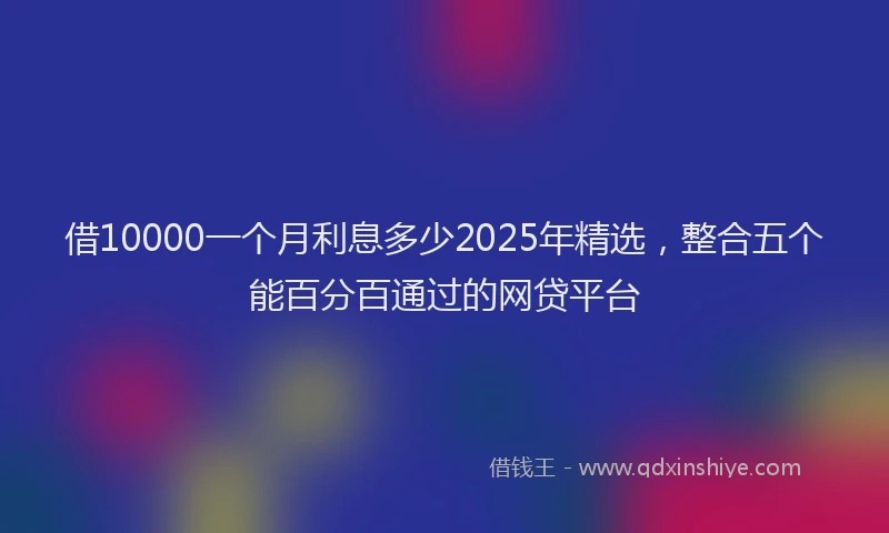 借10000一个月利息多少2025年精选，整合五个能百分百通过的网贷平台
