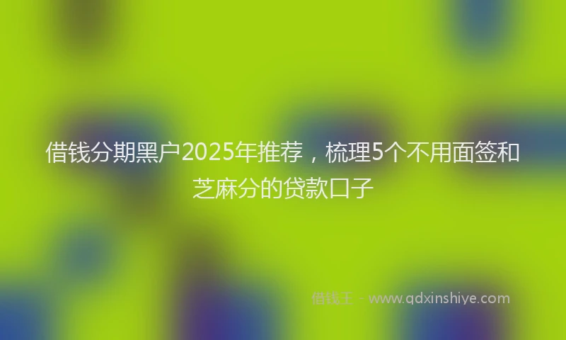 借钱分期黑户2025年推荐,梳理5个不用面签和芝麻分的贷款口子