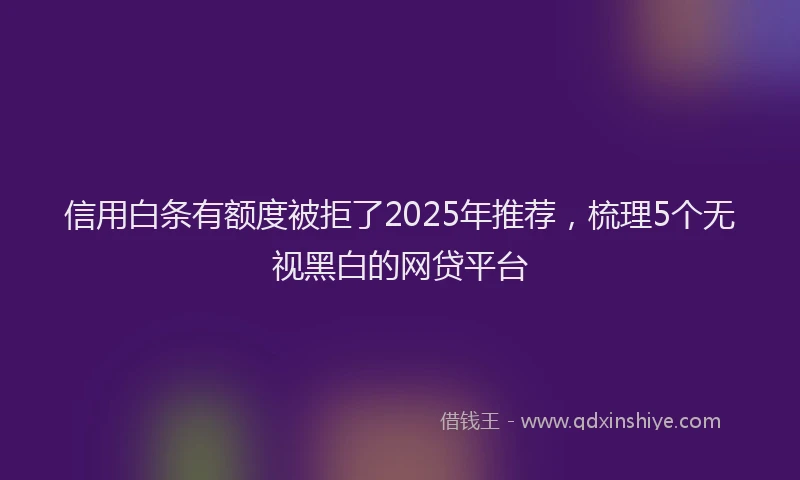 信用白条有额度被拒了2025年推荐，梳理5个无视黑白的网贷平台