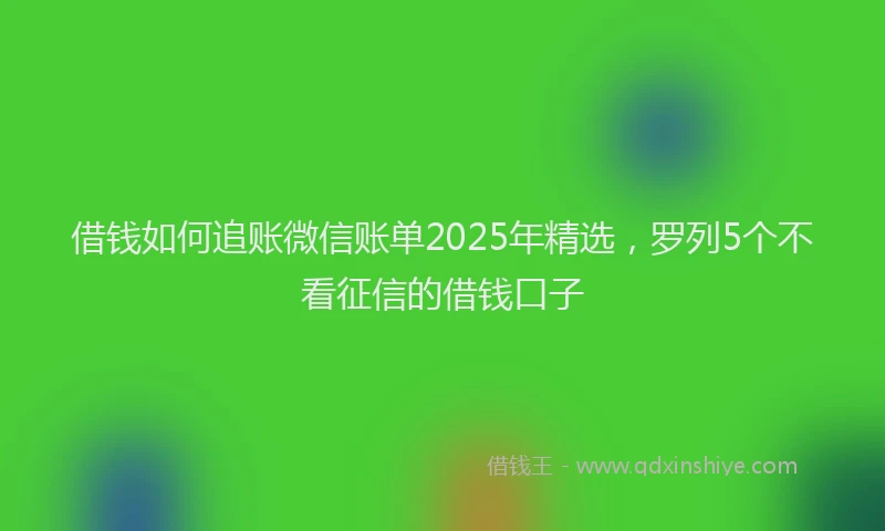 借钱如何追账微信账单2025年精选，罗列5个不看征信的借钱口子