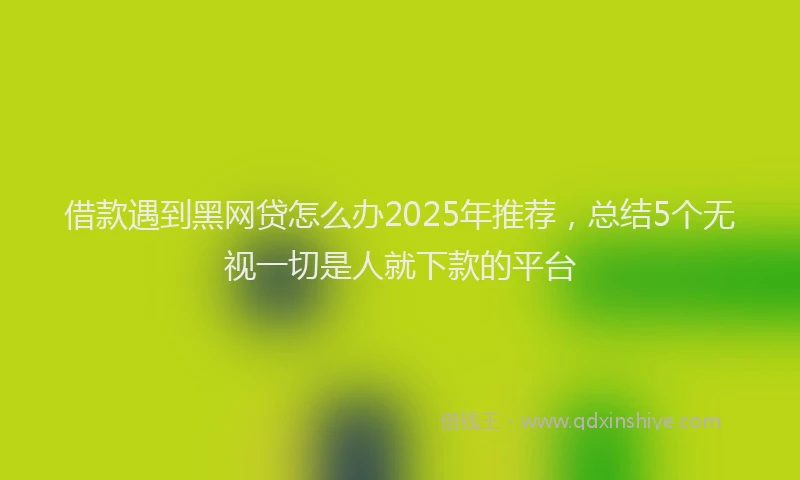 借款遇到黑网贷怎么办2025年推荐，总结5个无视一切是人就下款的平台