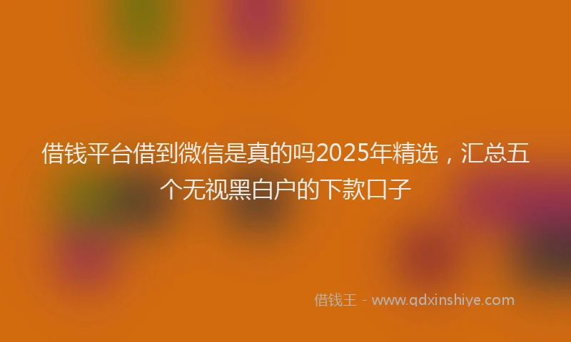 借钱平台借到微信是真的吗2025年精选，汇总五个无视黑白户的下款口子