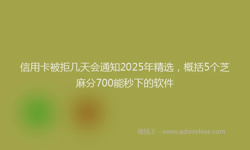 信用卡被拒几天会通知2025年精选，概括5个芝麻分700能秒下的软件