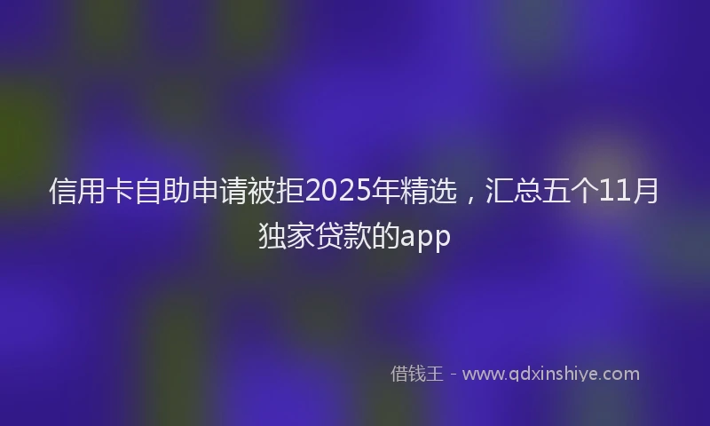 信用卡自助申请被拒2025年精选，汇总五个11月独家贷款的app