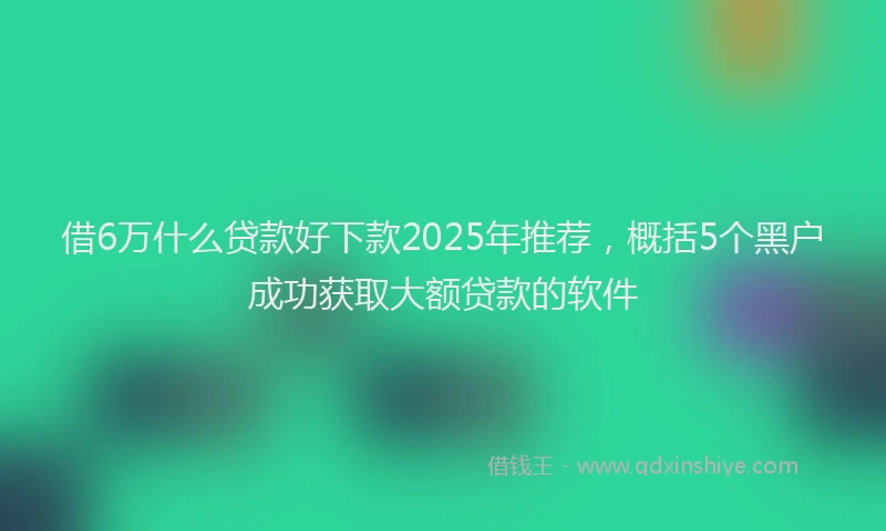 借6万什么贷款好下款2025年推荐，概括5个黑户成功获取大额贷款的软件