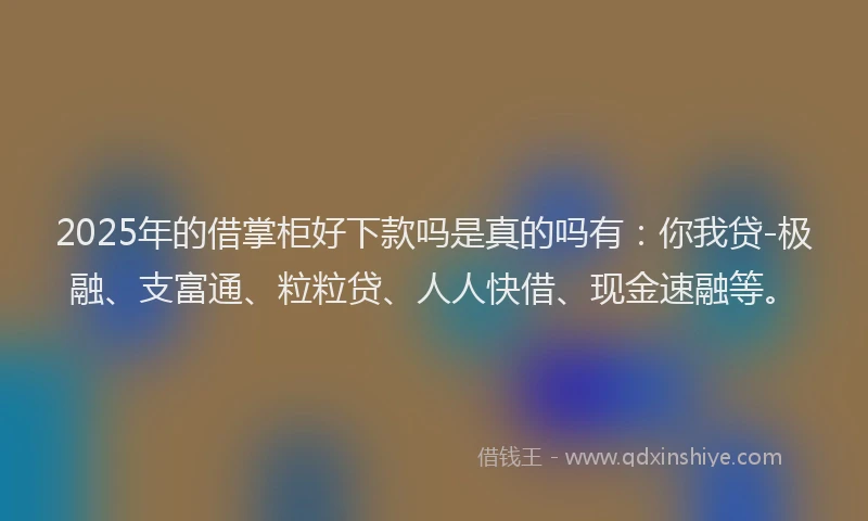 2025年的借掌柜好下款吗是真的吗有：你我贷-极融、支富通、粒粒贷、人人快借、现金速融等。