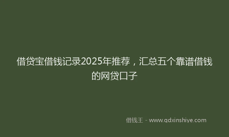 借贷宝借钱记录2025年推荐，汇总五个靠谱借钱的网贷口子