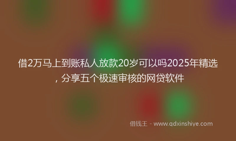 借2万马上到账私人放款20岁可以吗2025年精选，分享五个极速审核的网贷软件