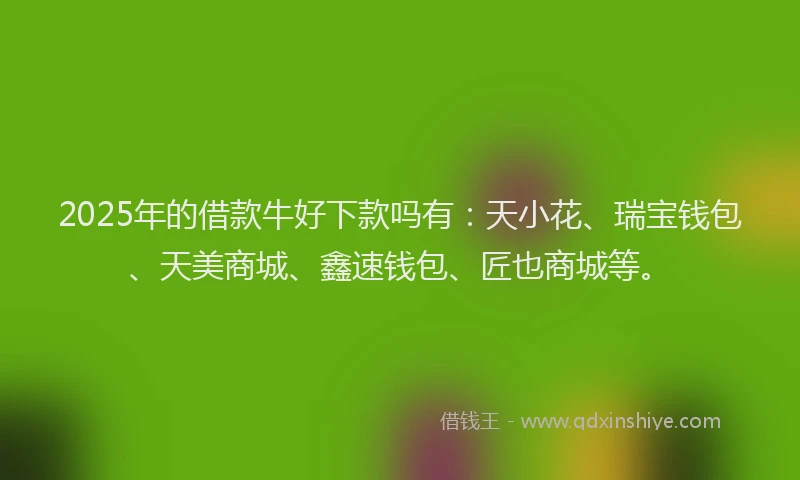 2025年的借款牛好下款吗有：天小花、瑞宝钱包、天美商城、鑫速钱包、匠也商城等。