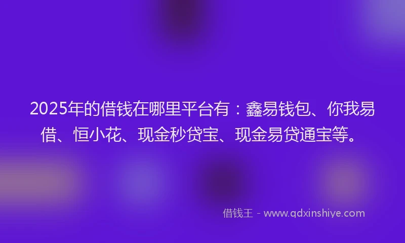 2025年的借钱在哪里平台有：鑫易钱包、你我易借、恒小花、现金秒贷宝、现金易贷通宝等。