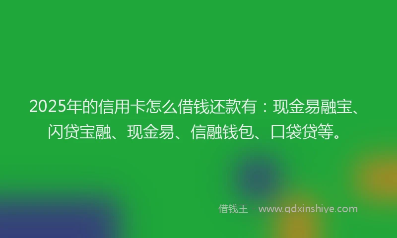 2025年的信用卡怎么借钱还款有：现金易融宝、闪贷宝融、现金易、信融钱包、口袋贷等。