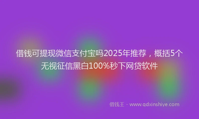 借钱可提现微信支付宝吗2025年推荐，概括5个无视征信黑白100%秒下网贷软件