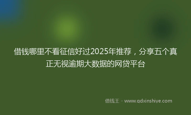 借钱哪里不看征信好过2025年推荐，分享五个真正无视逾期大数据的网贷平台