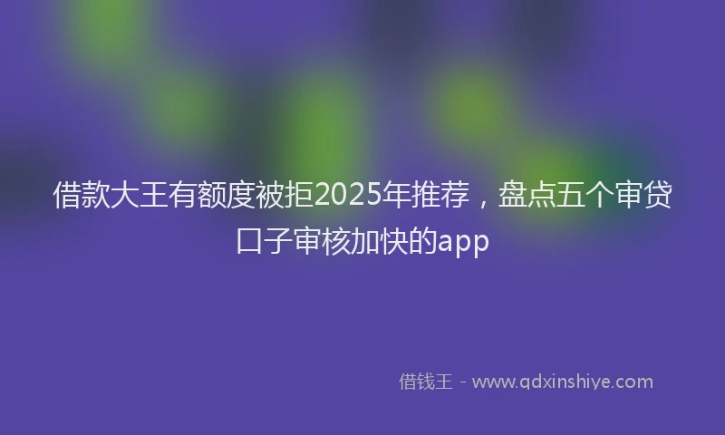 借款大王有额度被拒2025年推荐，盘点五个审贷口子审核加快的app