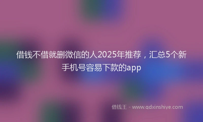 借钱不借就删微信的人2025年推荐,汇总5个新手机号容易下款的app