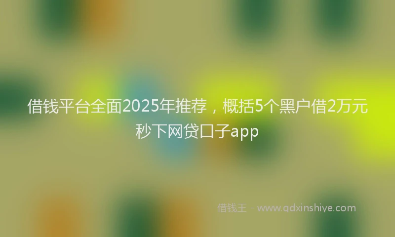 借钱平台全面2025年推荐，概括5个黑户借2万元秒下网贷口子app
