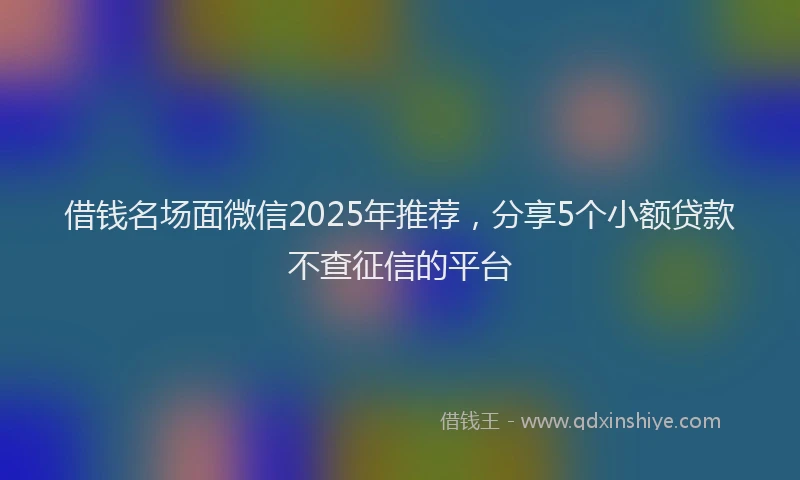 借钱名场面微信2025年推荐，分享5个小额贷款不查征信的平台