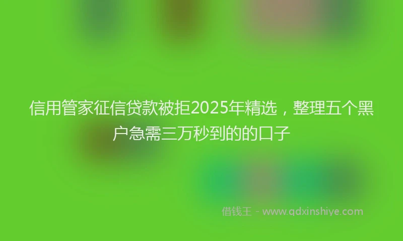 信用管家征信贷款被拒2025年精选，整理五个黑户急需三万秒到的的口子