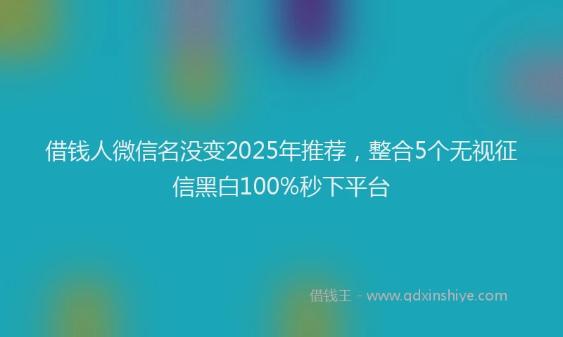 借钱人微信名没变2025年推荐，整合5个无视征信黑白100%秒下平台
