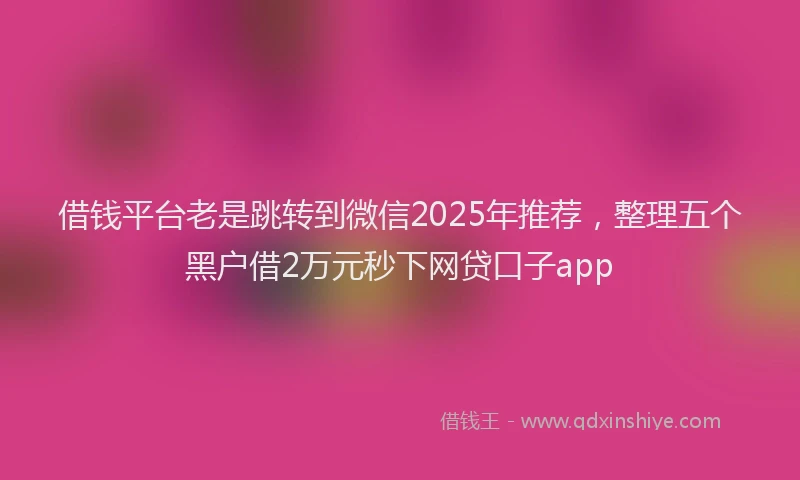 借钱平台老是跳转到微信2025年推荐，整理五个黑户借2万元秒下网贷口子app
