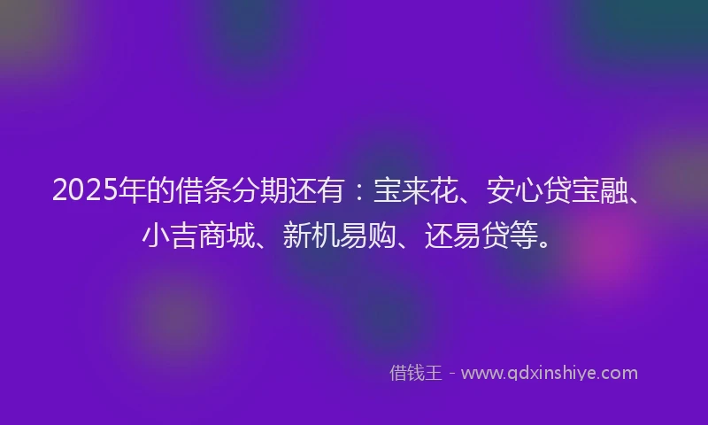 2025年的借条分期还有：宝来花、安心贷宝融、小吉商城、新机易购、还易贷等。